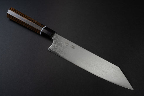 SEKI KANETSUGU ZUIUN SG2 DAMASCUS KIRITSUKE GYUTO 210 / KUROISHIME SAYA & WOODEN BOX